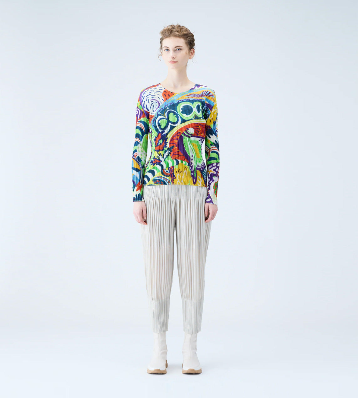 Pleats Please Issey Miyake - Snowrunner Print LS Top Multicolour