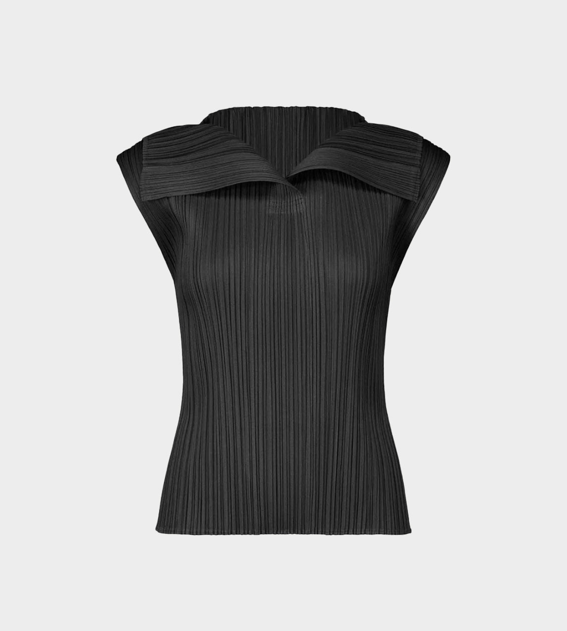 Pleats Please Issey Miyake - Fold Collar Sleeveless Top Black
