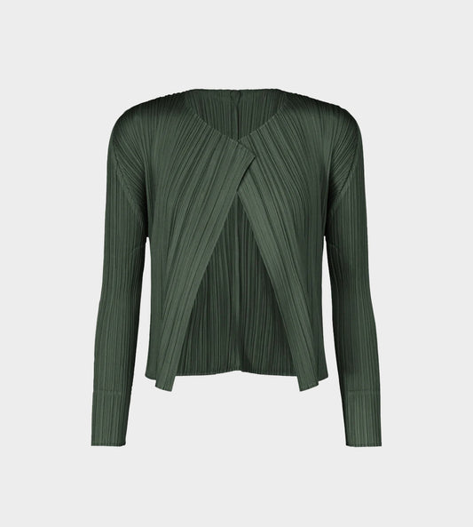 Pleats Please Issey Miyake - Pleated Cardigan Dk.Green