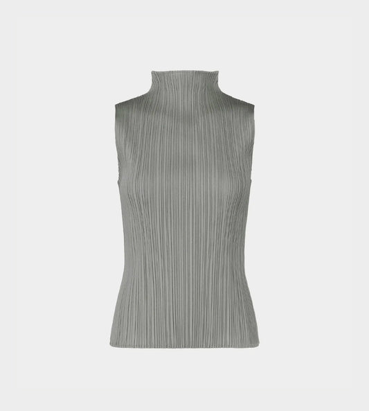 Pleats Please Issey Miyake - Basic Sleeveless Mockneck Grey