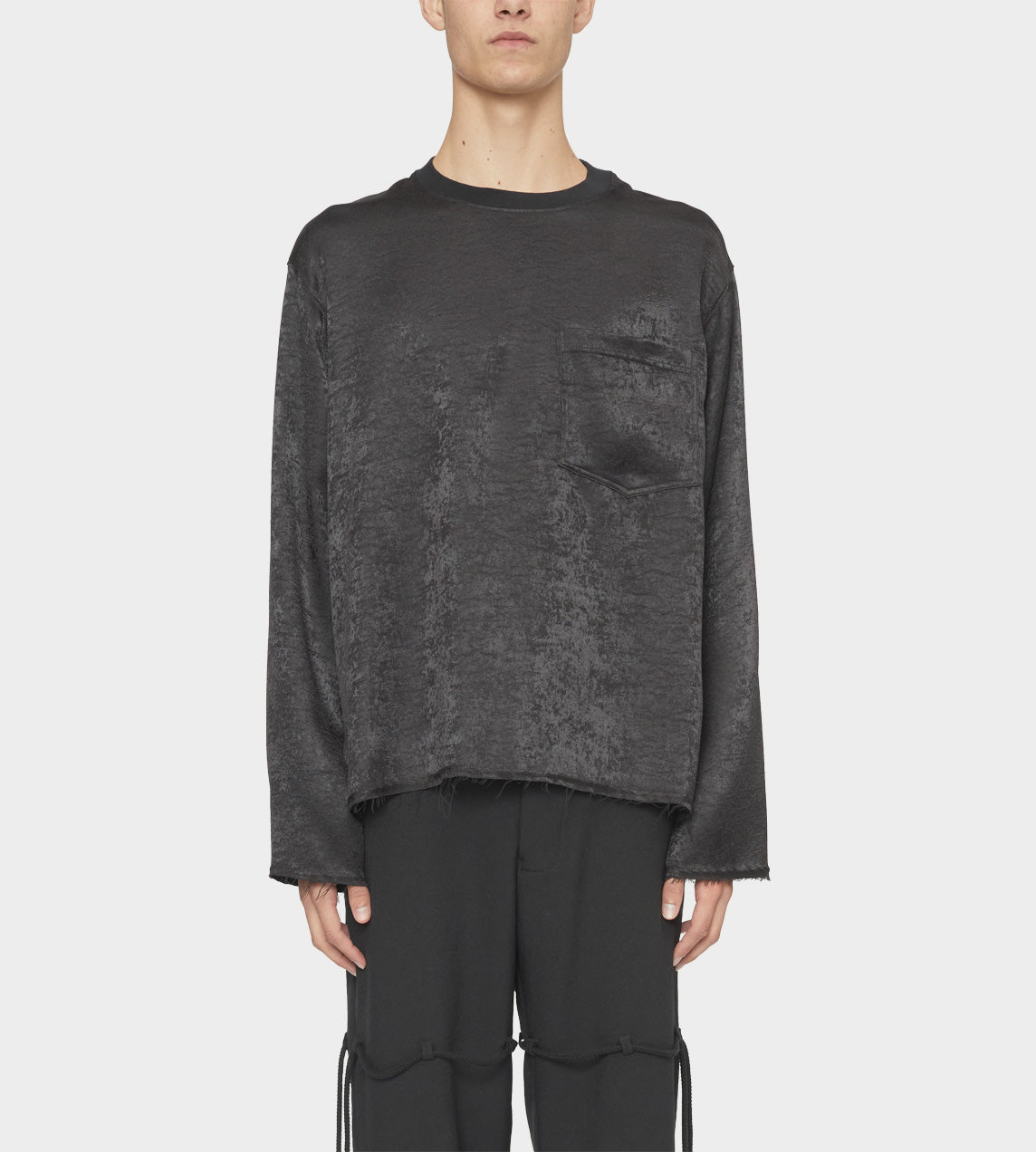 Song For The Mute - Long Sleeve Velvet Effect Top Black