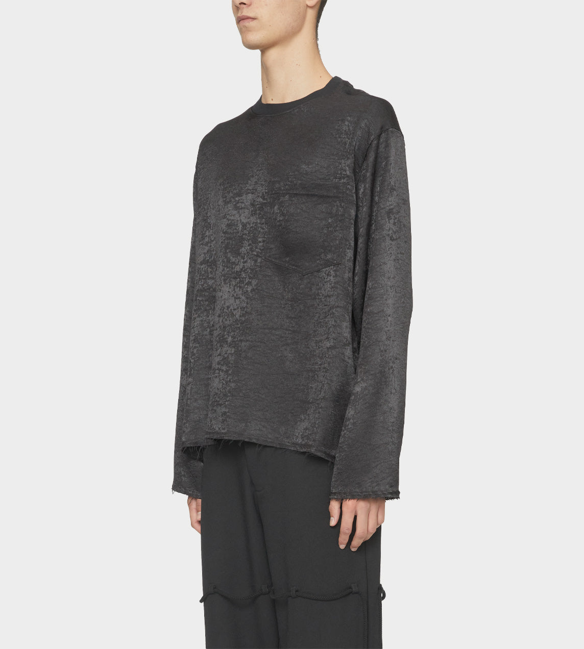 Song For The Mute - Long Sleeve Velvet Effect Top Black