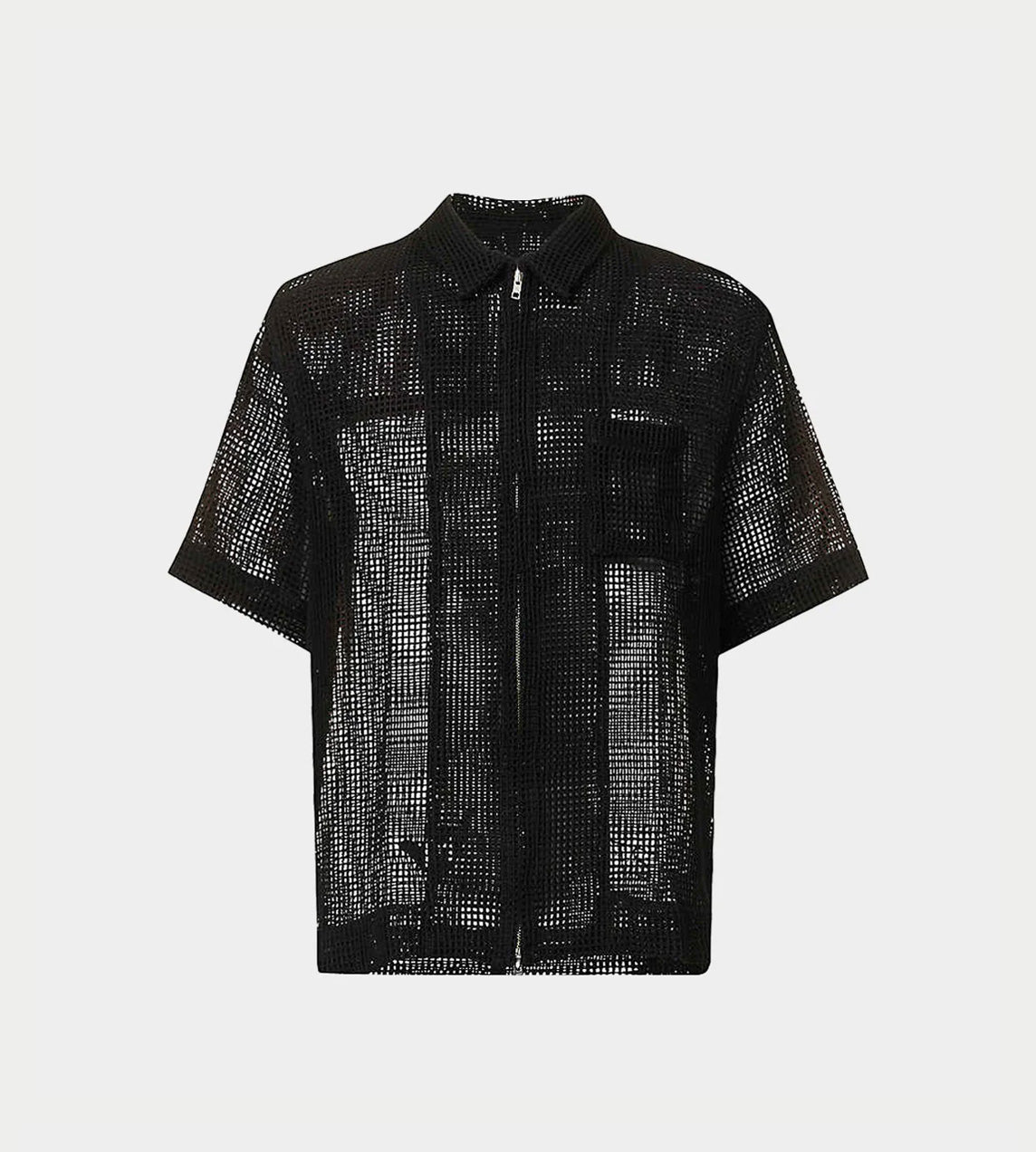 SONG FOR THE MUTE - Zip Up Mesh Box Shirt Black