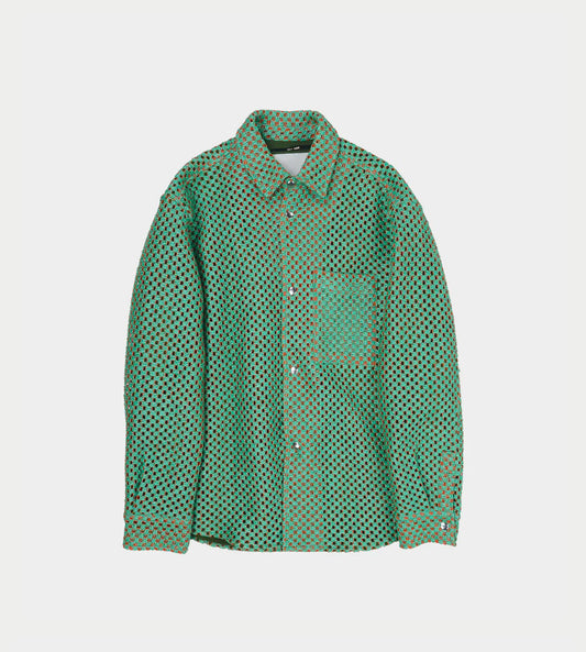 SONG FOR THE MUTE - Woven Straw Overshirt Green