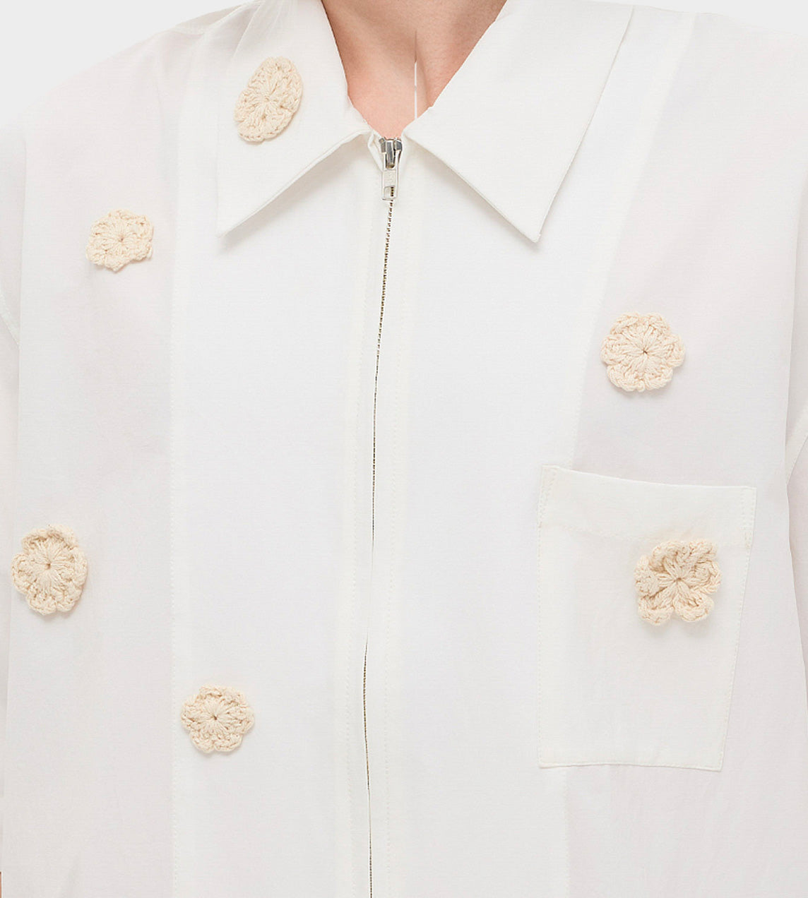 Song For The Mute - Zip Up Box Shirt White