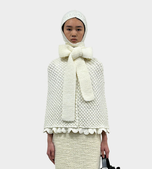 ShuShu/Tong - Knit Hood with Scarf White