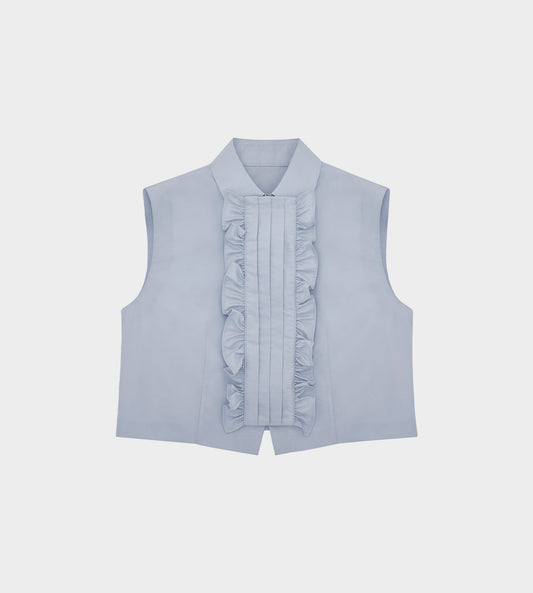 ShuShu/Tong - Ruffle Front Sleeveless Shirt Grey