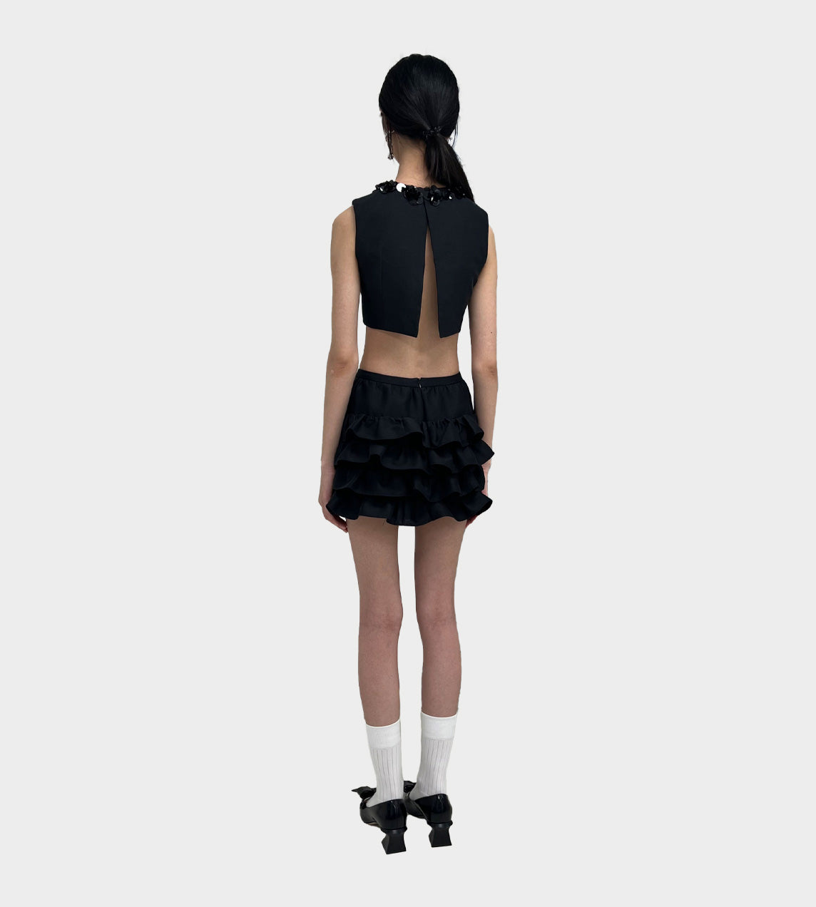 Multi Layered Ruffle Skirt Black