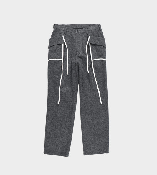 Sulvam - Flano Piping Straight Pants Grey
