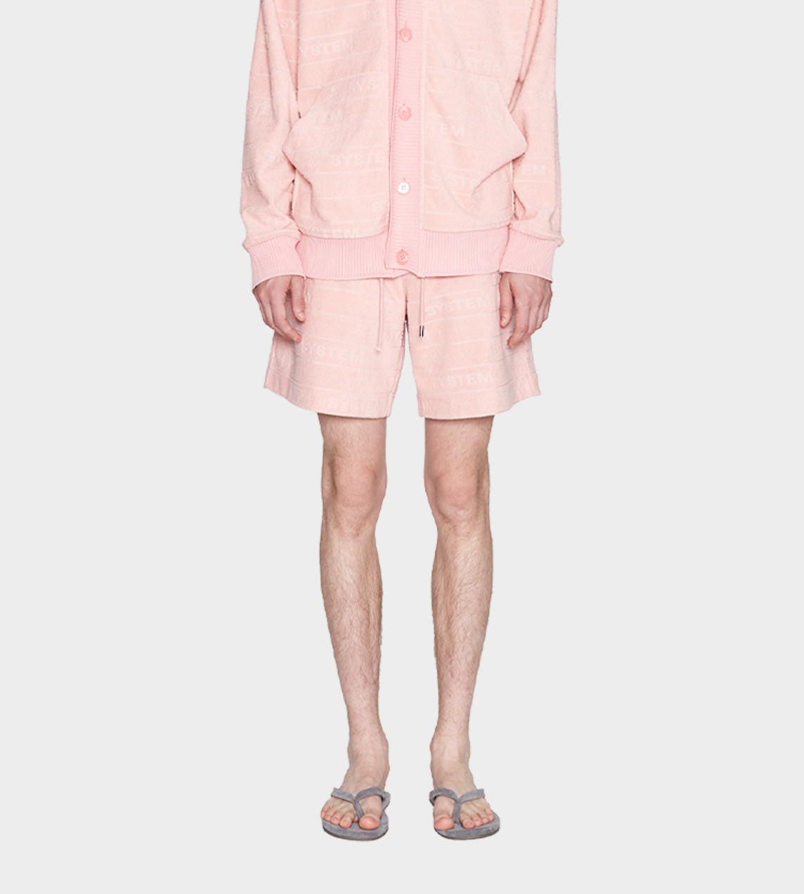 System - Embossed Terry Logo Shorts Pink