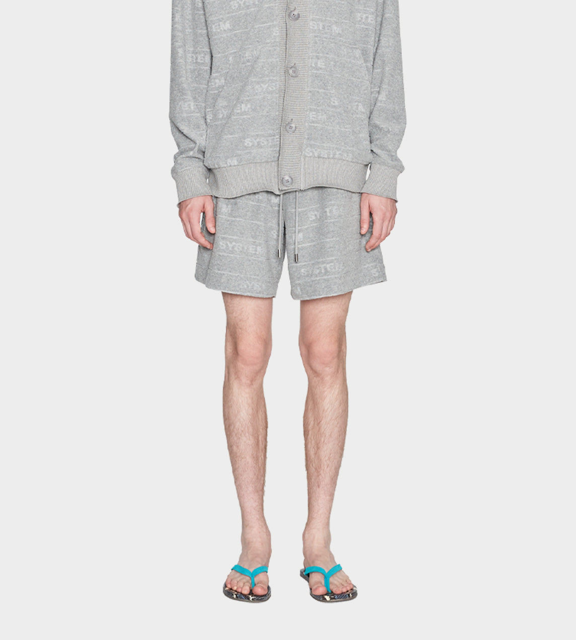 System - Embossed Terry Logo Shorts Grey
