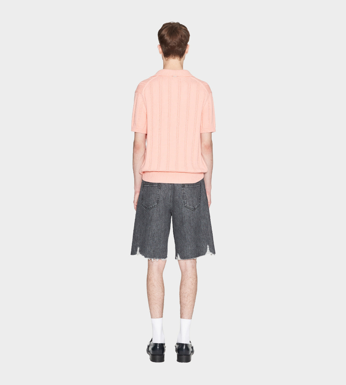 System - Cable Knit Polo Pink