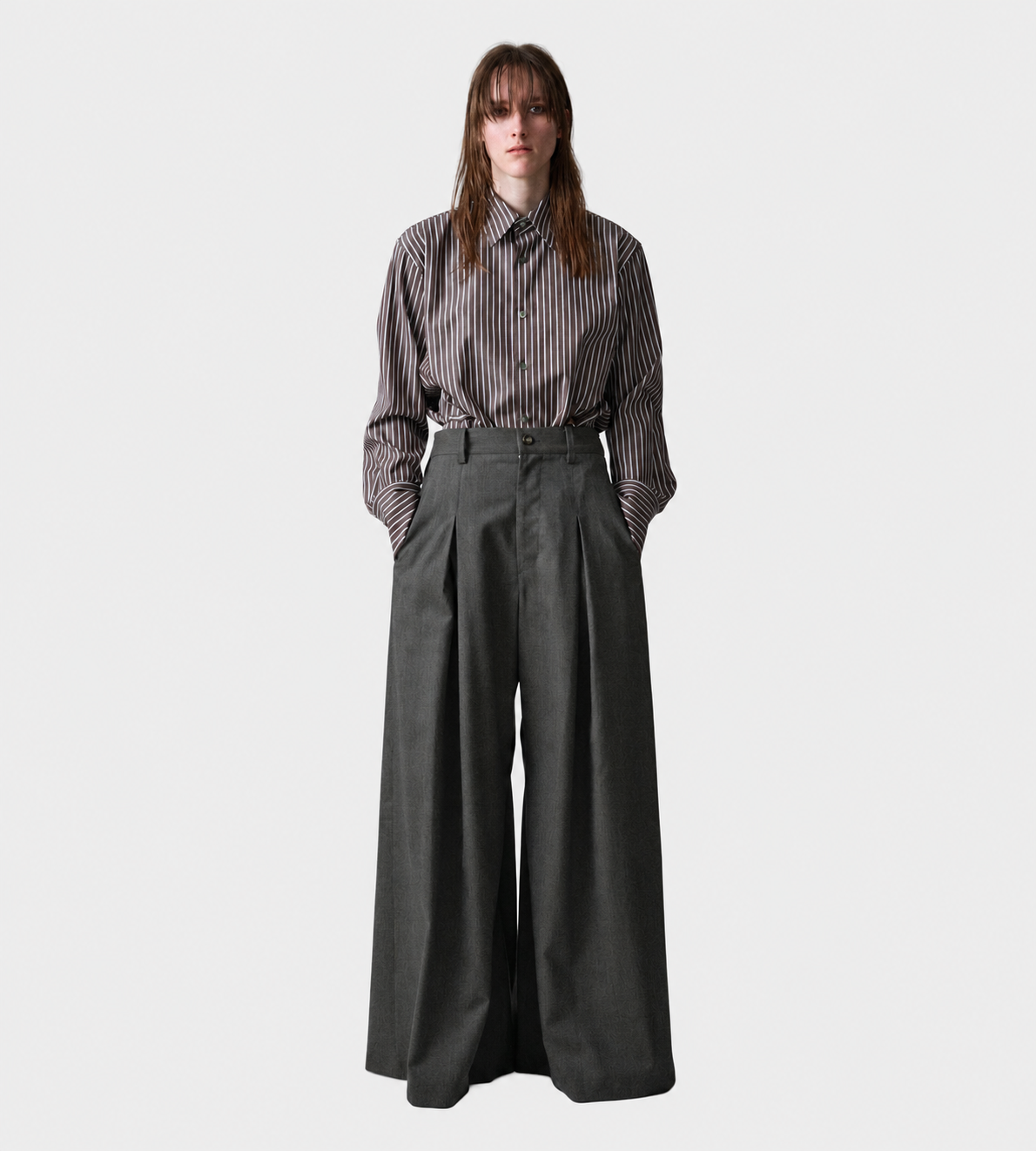 Inverted Tuck Flare Pants Charcoal