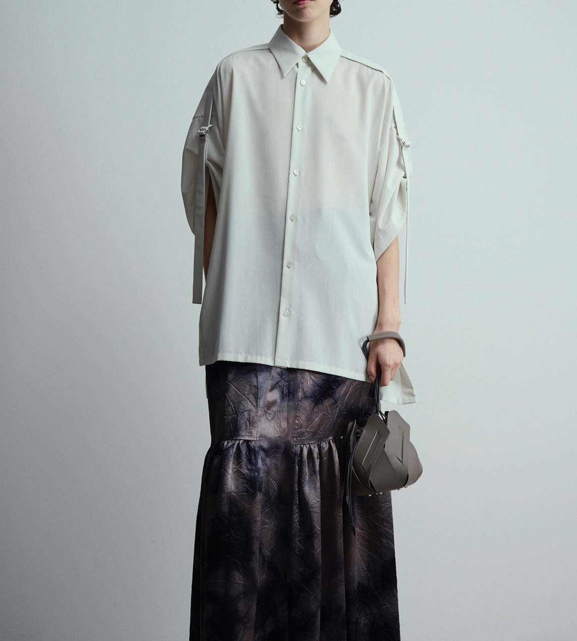 UJOH - Sleeve Belt Shirt White