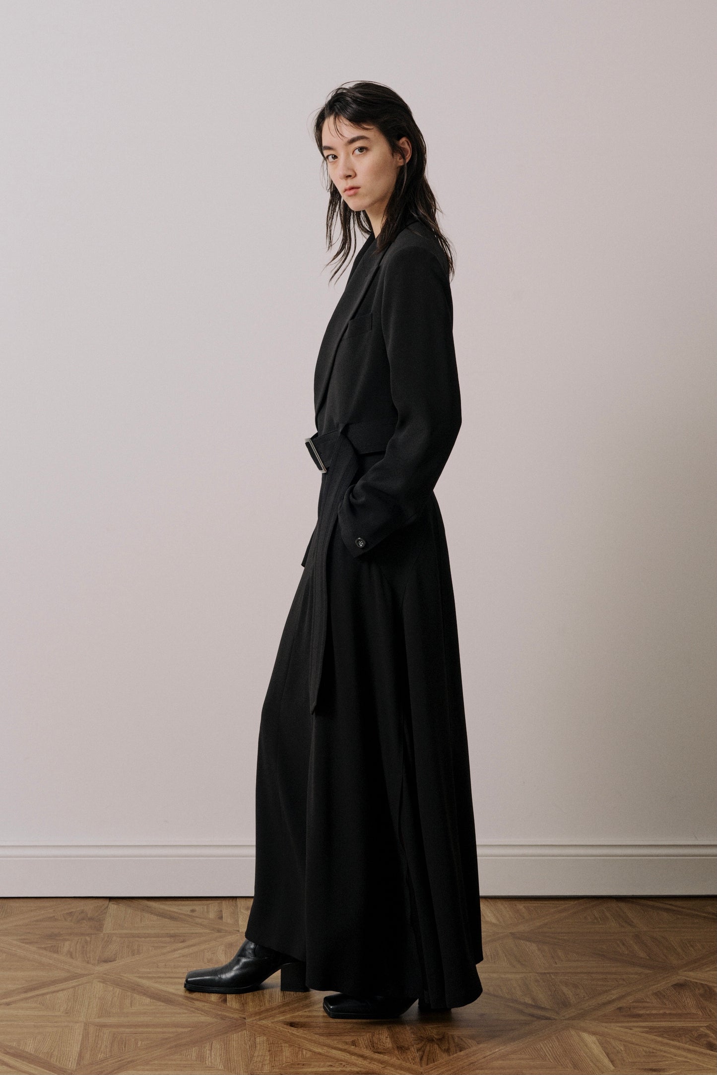 Cropped Belt Jacket Navy