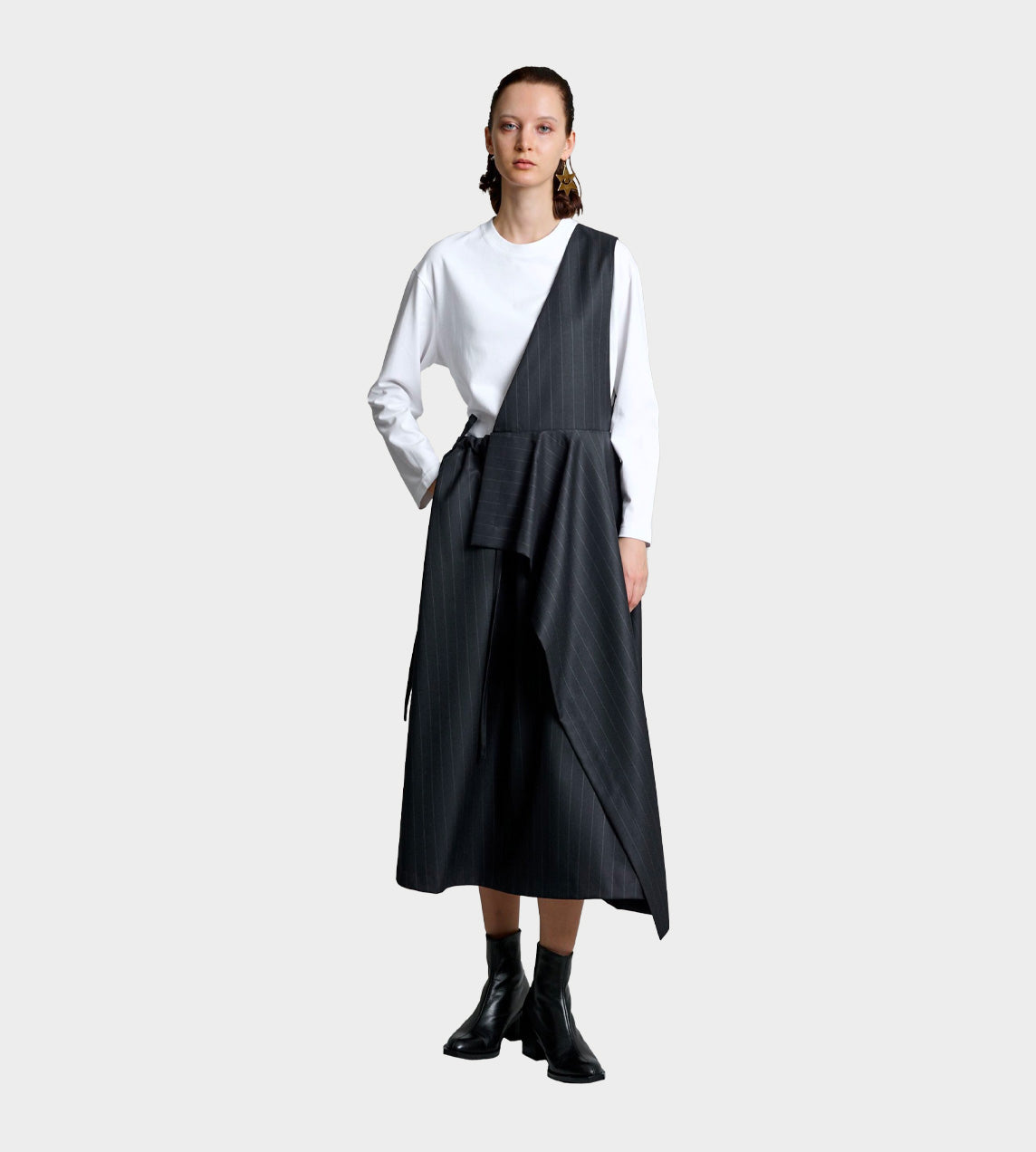 UJOH - One Shoulder Skirt Olive/Grey