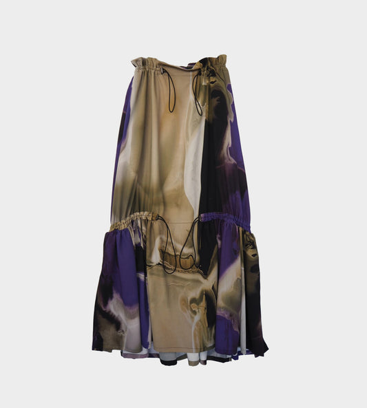 Draw Cord Gathered Skirt Multi