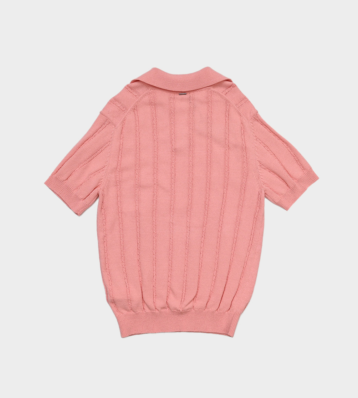 System - Cable Knit Polo Pink