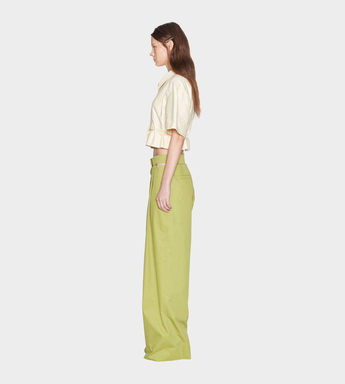 System - Cut-out Waistband Pants Green