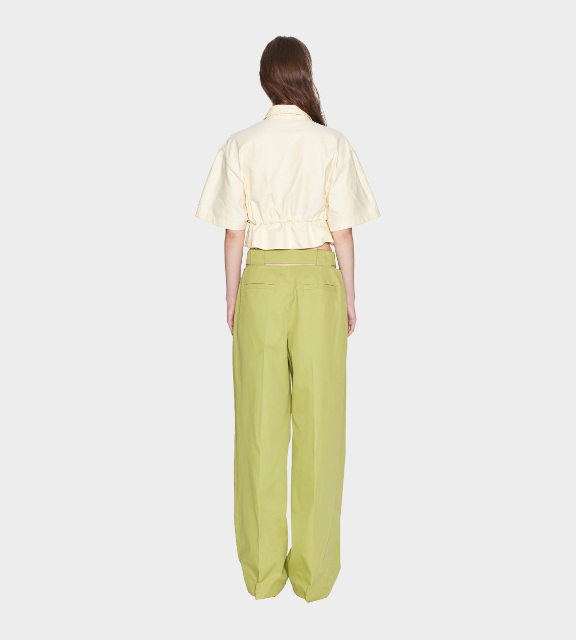 System - Cut-out Waistband Pants Green