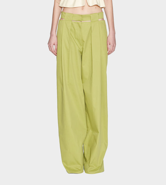 System - Cut-out Waistband Pants Green