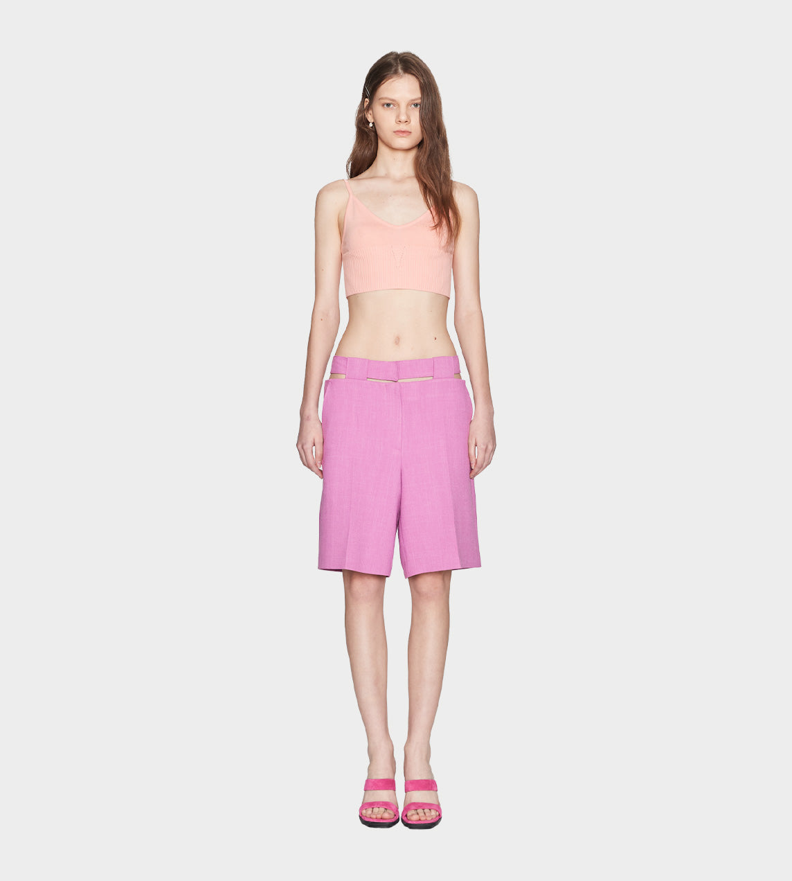 System - Cut-out Waistband Shorts Violet
