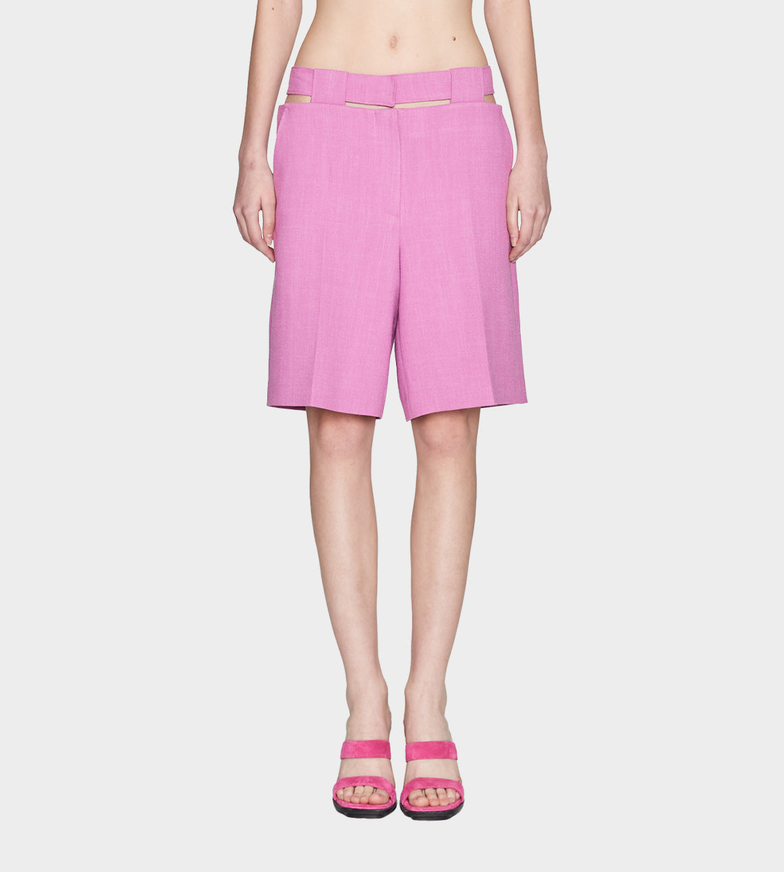 System - Cut-out Waistband Shorts Violet