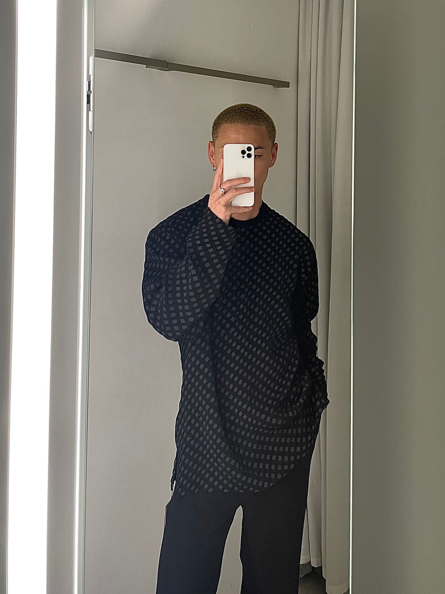 Song For The Mute - Diamond Check Pullover Black/Midnight
