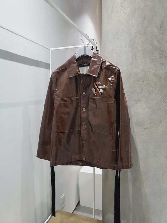 Song For The Mute - Faux Leather Patch Pocket Jacket Brown