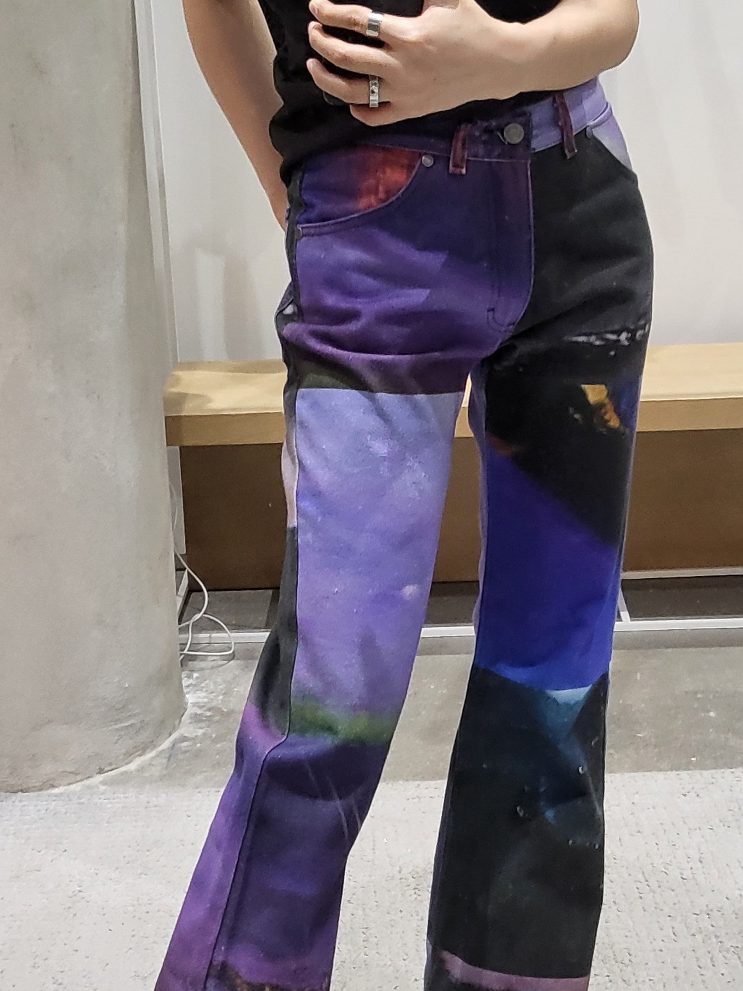 Serapis - 'Purple Grid' Bootcut Denim Pants
