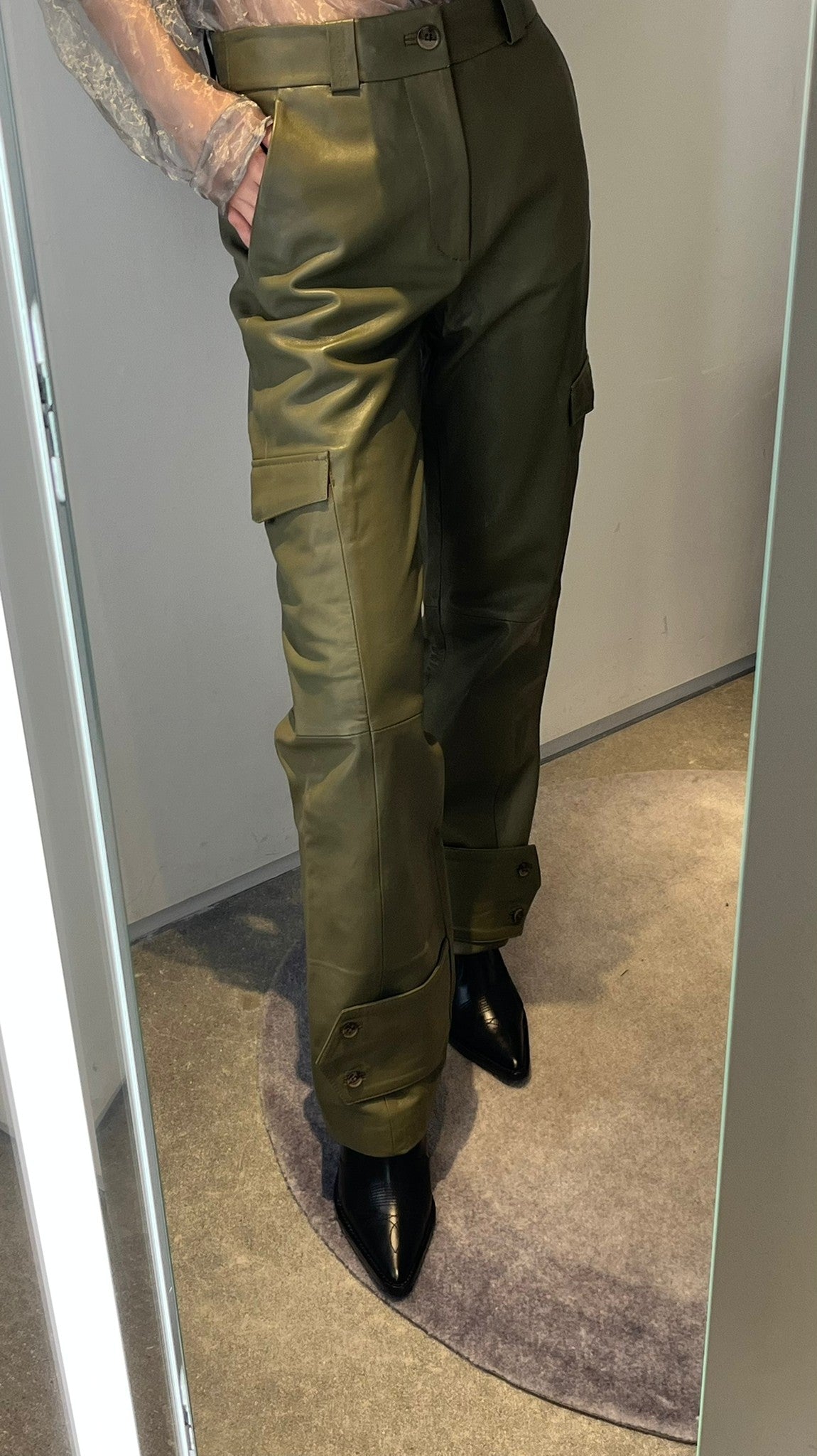 Holzweiler - Dunder Leather Trouser Moss Green