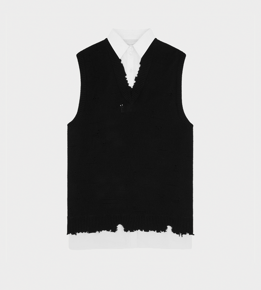 MM6 MAISON MARGIELA - Distressed Knit Vest Dress Blk