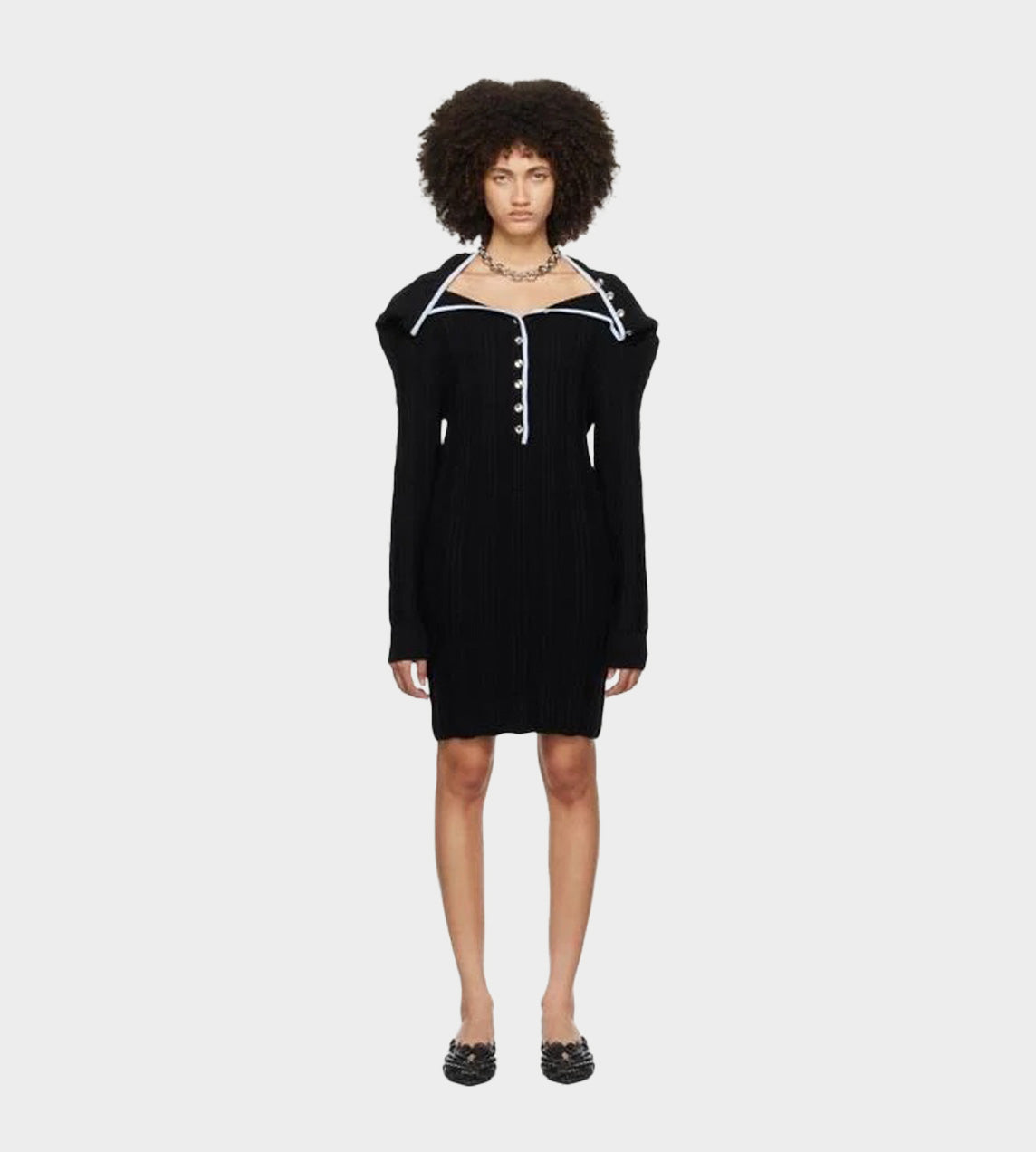 Y/Project - Ruffle Necklace Knit Mini Dress Black