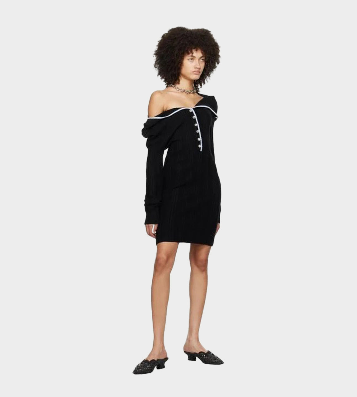 Y/Project - Ruffle Necklace Knit Mini Dress Black