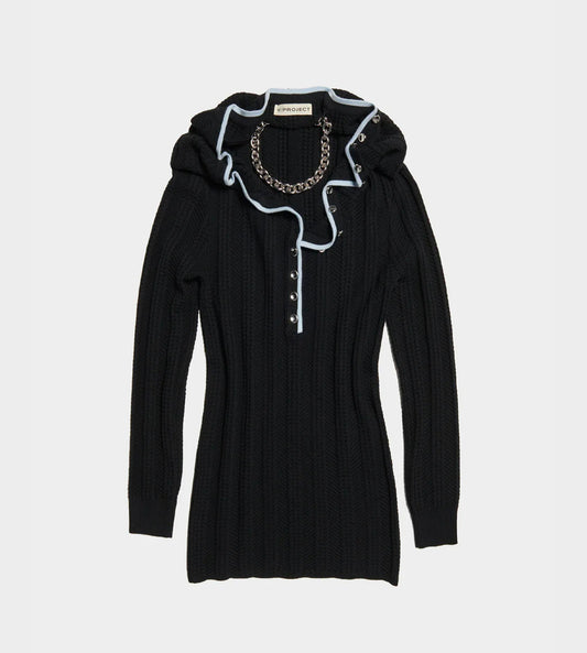 Y/Project - Ruffle Necklace Knit Mini Dress Black