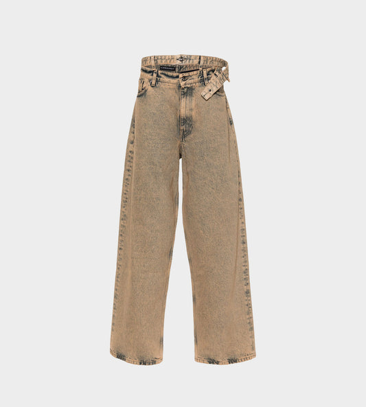 Multi Waistband Jeans Beige