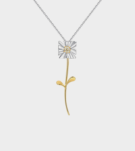 Yvmin - Square Flower Branch Pendant Necklace 
