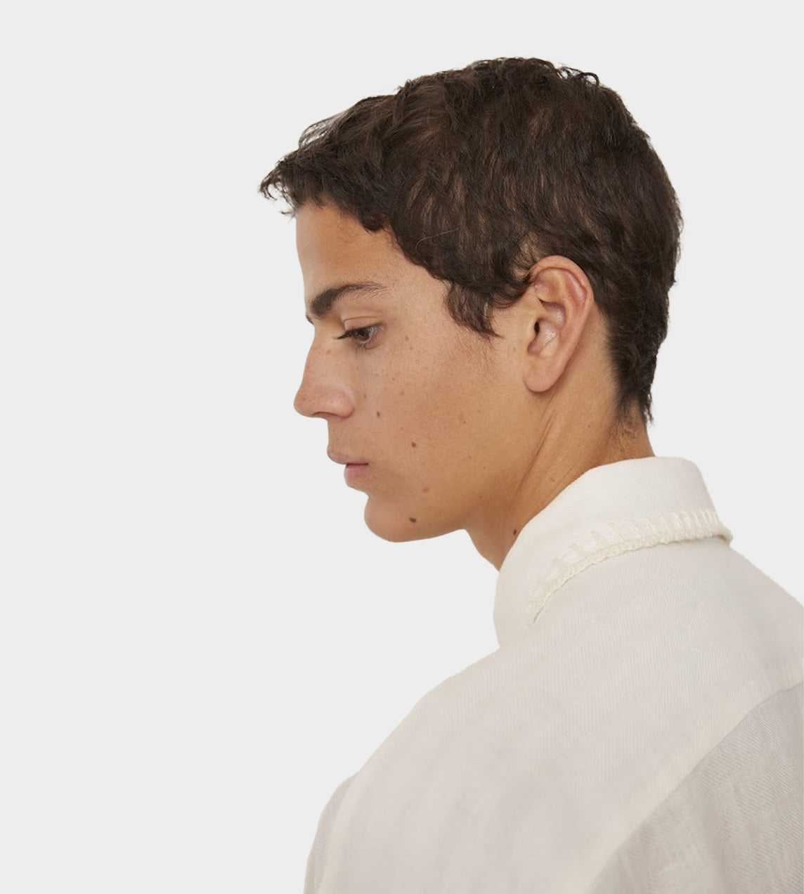 Carbone - Linen Crochet Shirt Off White