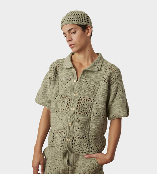 Carbone - Solid Crochet Shirt Green