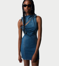 COPERNI - Denim Flower Mini Dress Blue