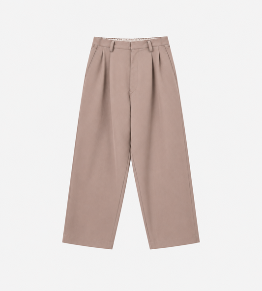 Wide 2 Tuck Pants Rose Greige