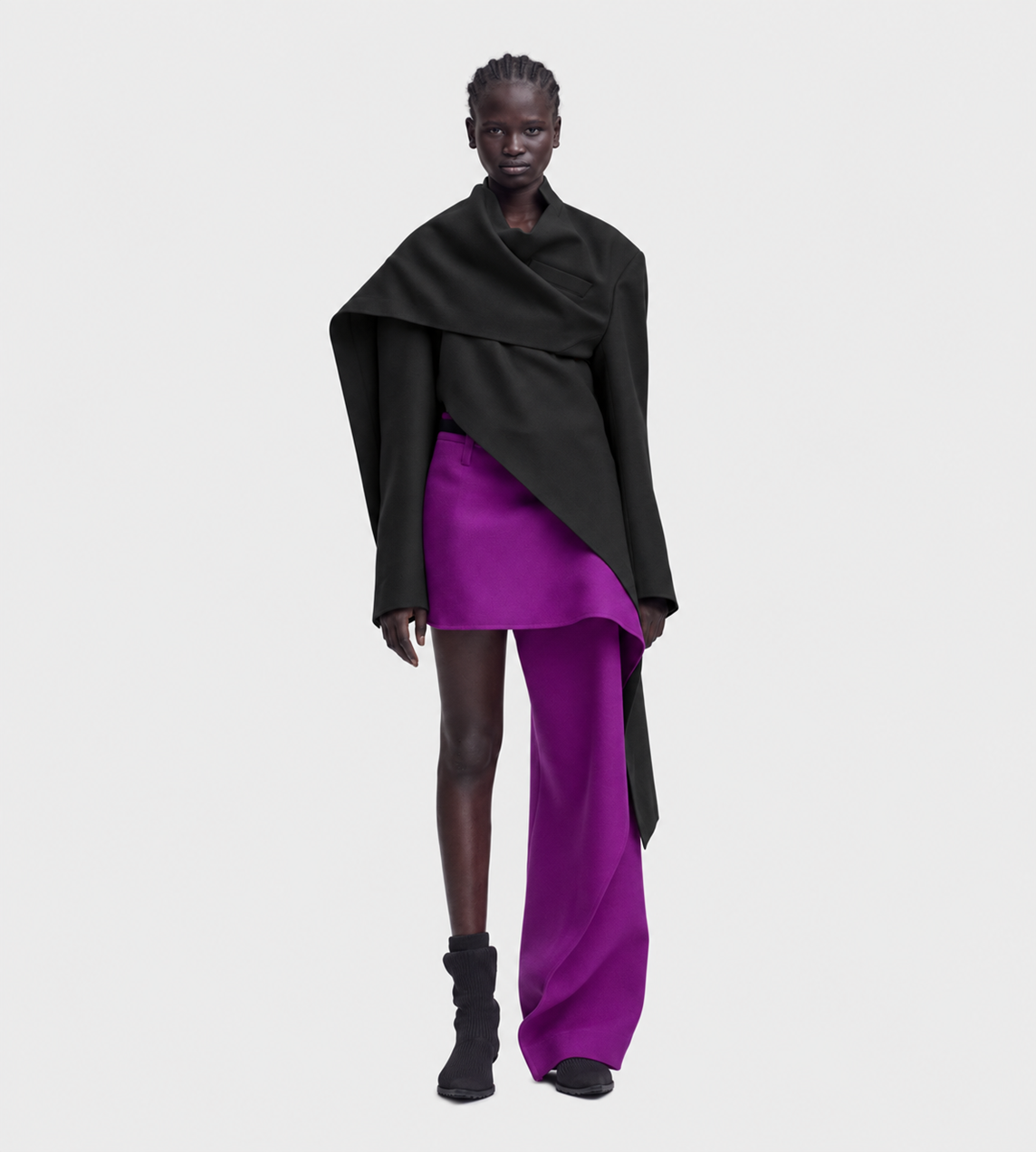 ISSEY MIYAKE - CALLIGRAPH Asymmetric Wool Jacket Blk