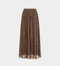 INTO THE EAST - Diamond Lattice Pleated Skirt Rusty Brown