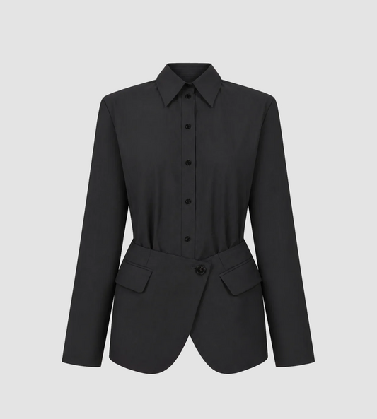 LITKOVSKA - Blouse With Suiting Detail Grey