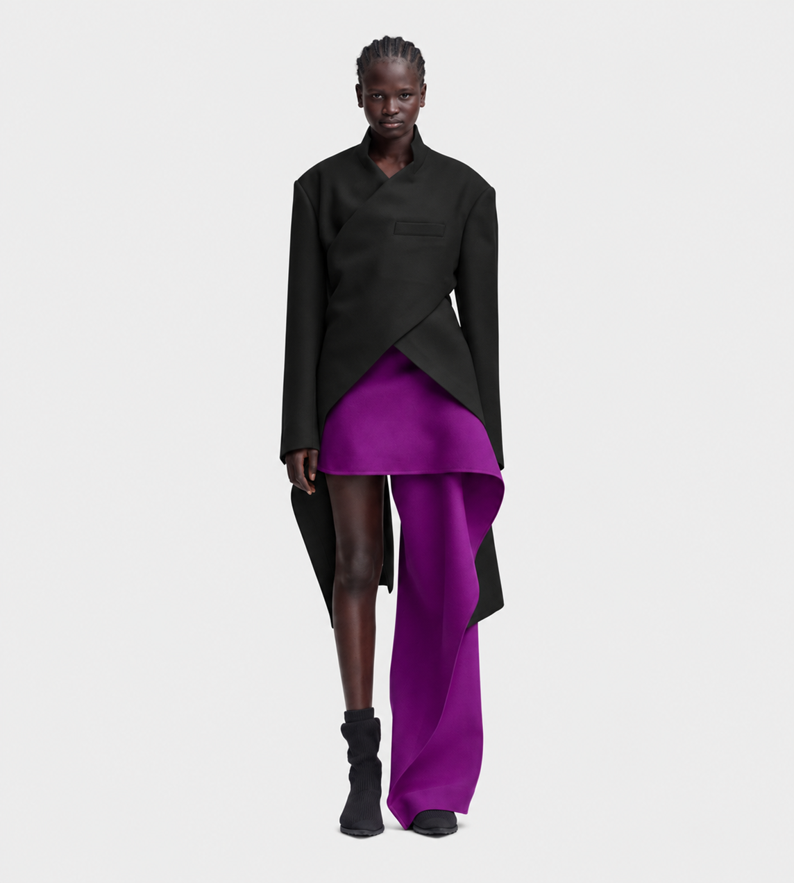 ISSEY MIYAKE - CALLIGRAPH Asymmetric Wool Jacket Blk