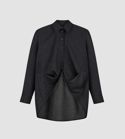 LITKOVSKA - Shirt With Draped Hem Dk Navy
