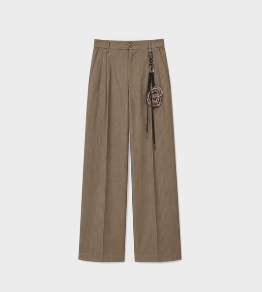 SONG FOR THE MUTE - Wide Double Pleated Pant Taupe