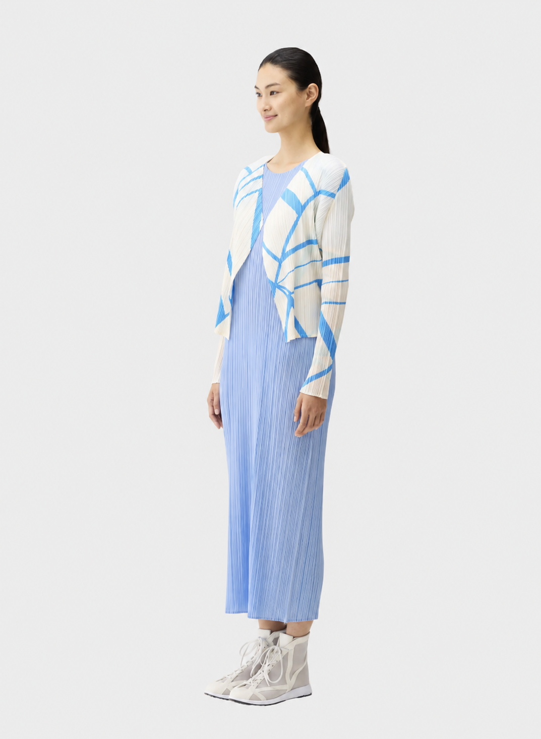 PLEATS PLEASE ISSEY MIYAKE - Fold-line Pleated Cardigan White