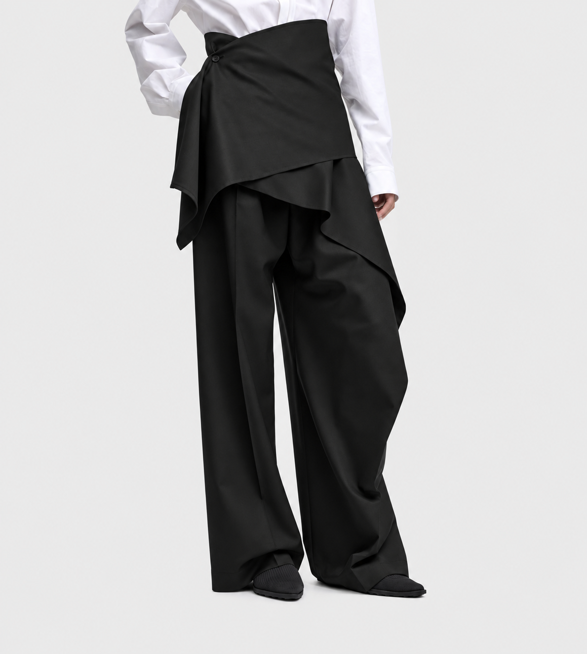 ISSEY MIYAKE - LUSTROUS WOOL Wrap Pants Blk