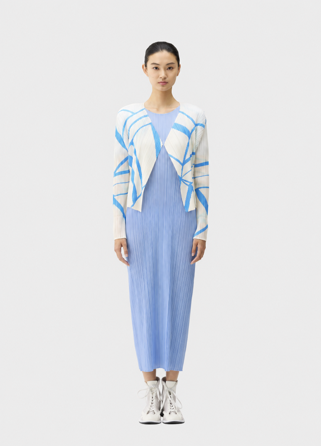 PLEATS PLEASE ISSEY MIYAKE - Fold-line Pleated Cardigan White